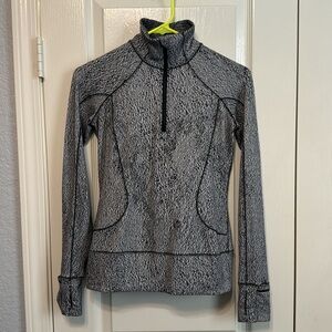 Lululemon Rush Hour 1/2 Zip Running Luon Spray Jacquard White Black